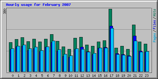 Hourly usage for February 2007