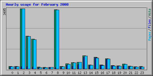 Hourly usage for February 2008
