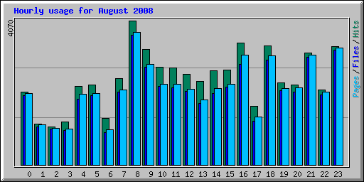 Hourly usage for August 2008