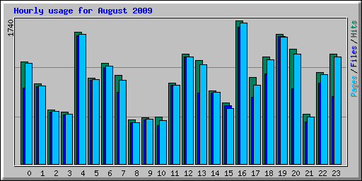 Hourly usage for August 2009